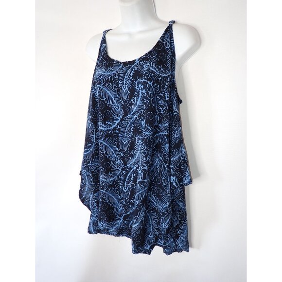 Mexicali Blue Sleeveless Top Women S/M Flowey Tunic Ruffle Tiered Boho Hippie - Picture 2 of 8